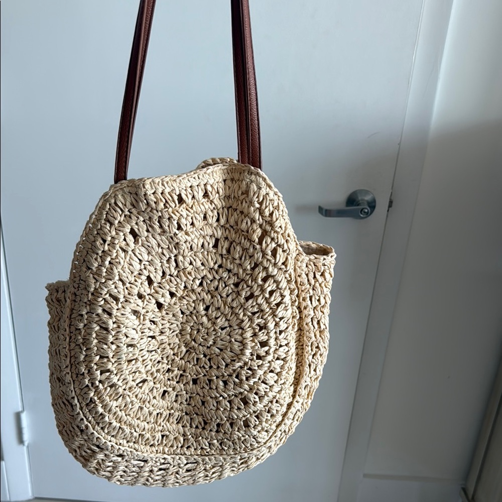 Stylish Cream Woven Tote Bag